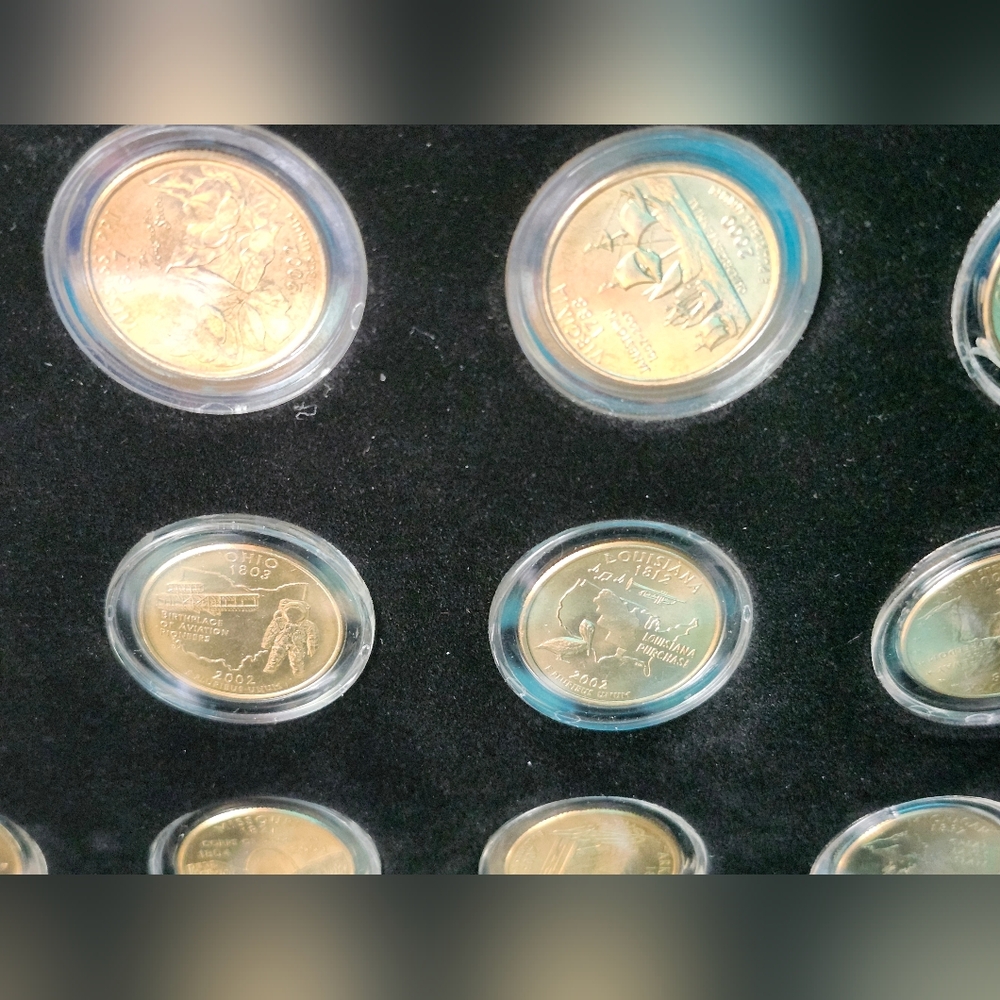 24kt. Gold Plated State Quarter Set Phiadelphis Mint In Display Case - Picture 12 of 14